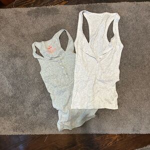 Aerie Light Gray Women's Sleeveless Henley Pajama Tops